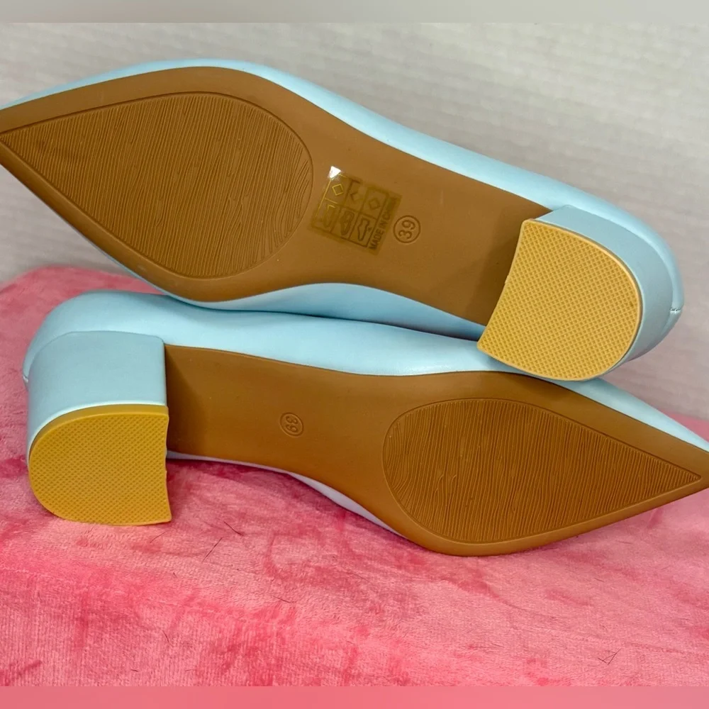 Women’s Powder Blue Pointed Toe Block Heel Pumps Size 8.5 (EU 39) NWOT